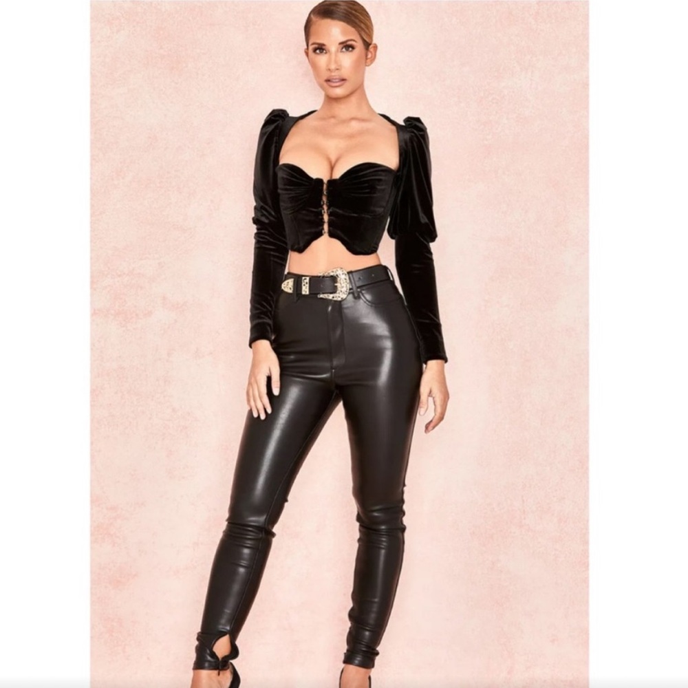 House of CB Karla velvet puff sleeve corset